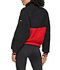 Color:Black/Red - Image 2 - Sport Faux Sherpa Half Zip Pullover