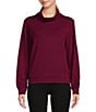Color:Beet Red - Image 1 - Sport French Terry Cowl Neck Long Sleeve Pullover