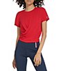 Color:Rich Red - Image 1 - Sport Short Sleeve Front Crossover Logo Tee