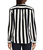 Color:Sky Captain/Ivory - Image 4 - Striped Woven Point Collar Long Roll-Tab Sleeve Button Front Shirt