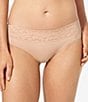 Color:Maple Sugar - Image 1 - Lace Waist Cheeky Second Skin Bikini Panty