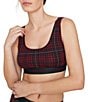 Tommy John Second Skin Logo Flannel Print Unlined Wire-Free Bralette, Color:Rhubarb Flannel - Image 1