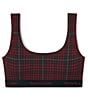 Tommy John Second Skin Logo Flannel Print Unlined Wire-Free Bralette, Color:Rhubarb Flannel - Image 3