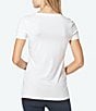 Color:White - Image 2 - Second Skin Pima Cotton Solid V-Neck Short Sleeve Lounge Tee