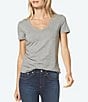 Color:Heather Grey - Image 1 - Second Skin Pima Cotton Solid V-Neck Short Sleeve Lounge Tee