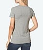 Color:Heather Grey - Image 2 - Second Skin Pima Cotton Solid V-Neck Short Sleeve Lounge Tee