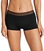 Tommy John Second Skin Solid With Leopard Print Boyshort Panty, Color:Black/Leopard - Image 1
