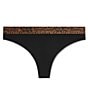 Tommy John Second Skin Solid With Leopard Print Thong, Color:Black/Leopard - Image 3