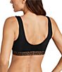 Tommy John Second Skin Solid With Leopard Print Trim Scoop Neck Bralette, Color:Black/Leopard - Image 2