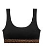 Tommy John Second Skin Solid With Leopard Print Trim Scoop Neck Bralette, Color:Black/Leopard - Image 3
