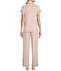 Color:Peach Skin - Image 2 - Short Sleeve Notch Collar Button Front Pajama Set