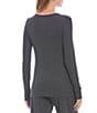 Color:Heather Charcoal - Image 2 - Solid Long Sleeve Henley Neck Coordinating Lounge Top