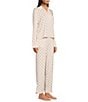 Color:Coconut Milk Sweetheart - Image 3 - Triblend Long Sleeve Top & Flared Pant Heart Print Knit Pajama Set