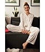Color:Coconut Milk Sweetheart - Image 5 - Triblend Long Sleeve Top & Flared Pant Heart Print Knit Pajama Set