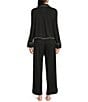 Color:Black - Image 2 - Triblend Long Sleeve Top & Flared Pant Knit Pajama Set