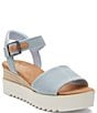 Color:Pastel Blue Washed Denim - Image 1 - Diana Denim Espadrille Platform Wedge Sandals