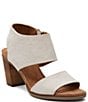 Color:Natural - Image 1 - Majorca Cutout Side Zip Block Heel Sandals