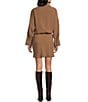 TOPSHOP Collared Long Sleeve Micro Mini Shirt Dress, Color:Brown - Image 2