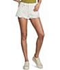 TOPSHOP Denim Raw Hem A-Line Mom Shorts - Image 1
