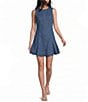TOPSHOP Denim Seamed Flippy Mini Dress - Image 1