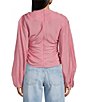 TOPSHOP Long Puffy Sleeve Ruched Tie Side Top - Image 2