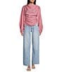 TOPSHOP Long Puffy Sleeve Ruched Tie Side Top - Image 3