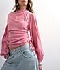 TOPSHOP Long Puffy Sleeve Ruched Tie Side Top - Image 5