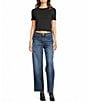 TOPSHOP Low Rise Wide Leg Jeans, Color:Mid Blue - Image 3