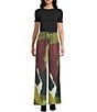 TOPSHOP Satin Printed Drawstring Trousers, Color:Multi - Image 3