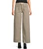 TOPSHOP Striped Mid-Rise Wide Leg Jeans, Color:Brown - Image 1