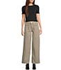TOPSHOP Striped Mid-Rise Wide Leg Jeans, Color:Brown - Image 3
