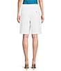 TOPSHOP Tailored Knee Length Mid Rise Pull On Linen Bermuda Shorts - Image 2