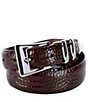 Color:Cognac - Image 1 - Italian Alligator Embossed Leather Belt