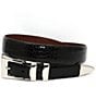 Color:Black - Image 1 - Italian Alligator Embossed Leather Belt