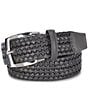 Color:Grey - Image 1 - Italian Leather Braided Belt