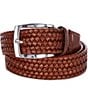 Color:Cognac Brown - Image 1 - Italian Leather Braided Belt