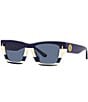 Color:Navy - Image 1 - Women's 0TY7169U 52mm Striped Rectangle Sunglasses