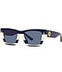 Tory Burch Women's 0TY7169U 52mm Striped Rectangle Sunglasses, Color:Navy - Image 1