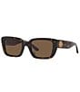 Color:Dark Tortoise - Image 1 - Women's 0TY7190U 51mm Dark Tortoise Rectangle Sunglasses