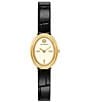 Tory Burch Women's Oval Quartz Two-Hand Black Leather Strap Watch - Image 1