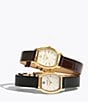 Tory Burch Women's Small Eleanor Curve Quartz Three-Hand Brown Leather Strap Watch - Image 6