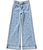 Tractr Big Girls Rhinestone Wide Cuff Jeans - Image 1