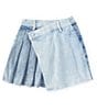 Color:Indigo - Image 1 - Big Girls 7-16 Overlap Pleated Denim Skirt