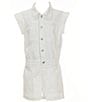 Color:White - Image 1 - Big Girls 7-16 Rolled Sleeve Cargo Romper