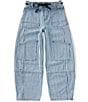 Tractr Big Girls Cotton Striped Wide Leg Cargo Pants - Image 1