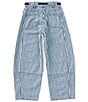 Tractr Big Girls Cotton Striped Wide Leg Cargo Pants - Image 2