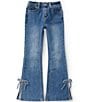 Tractr Big Girls Diamond Bow Hem Flare Jeans - Image 1