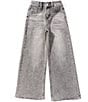 Tractr Big Girls Leopard Printed Star Patch Pocket Wide Leg Jeans - Image 1