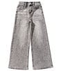 Tractr Big Girls Leopard Printed Star Patch Pocket Wide Leg Jeans - Image 1