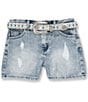 Tractr Big Girls Weekender Denim Belted Shorts - Image 1